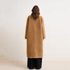 Womens Winter Faux Fur Coat Loose Fit Round Neck Mid-Length Solid Color Fleece Outerwear