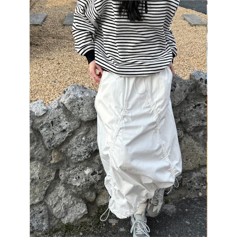 

Johnature Японська Ретро Спідниця Карго на Кулісці Жіноча Вулична А-силуету Повсякденна Універсальна Зручна Спідниця M білий