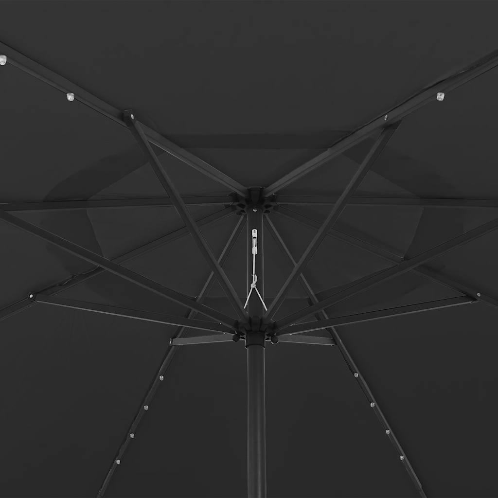 LED Illuminated Sun Umbrella 400 cm Black