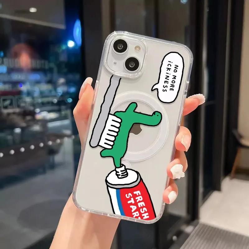 Christmas Cute Cartoon Dinosaur Joguman Magsafe Magnetic Phone Case for iPhone 16 15 14 13 12 11 8 7 Plus Pro Max X XR XSMax Tpu