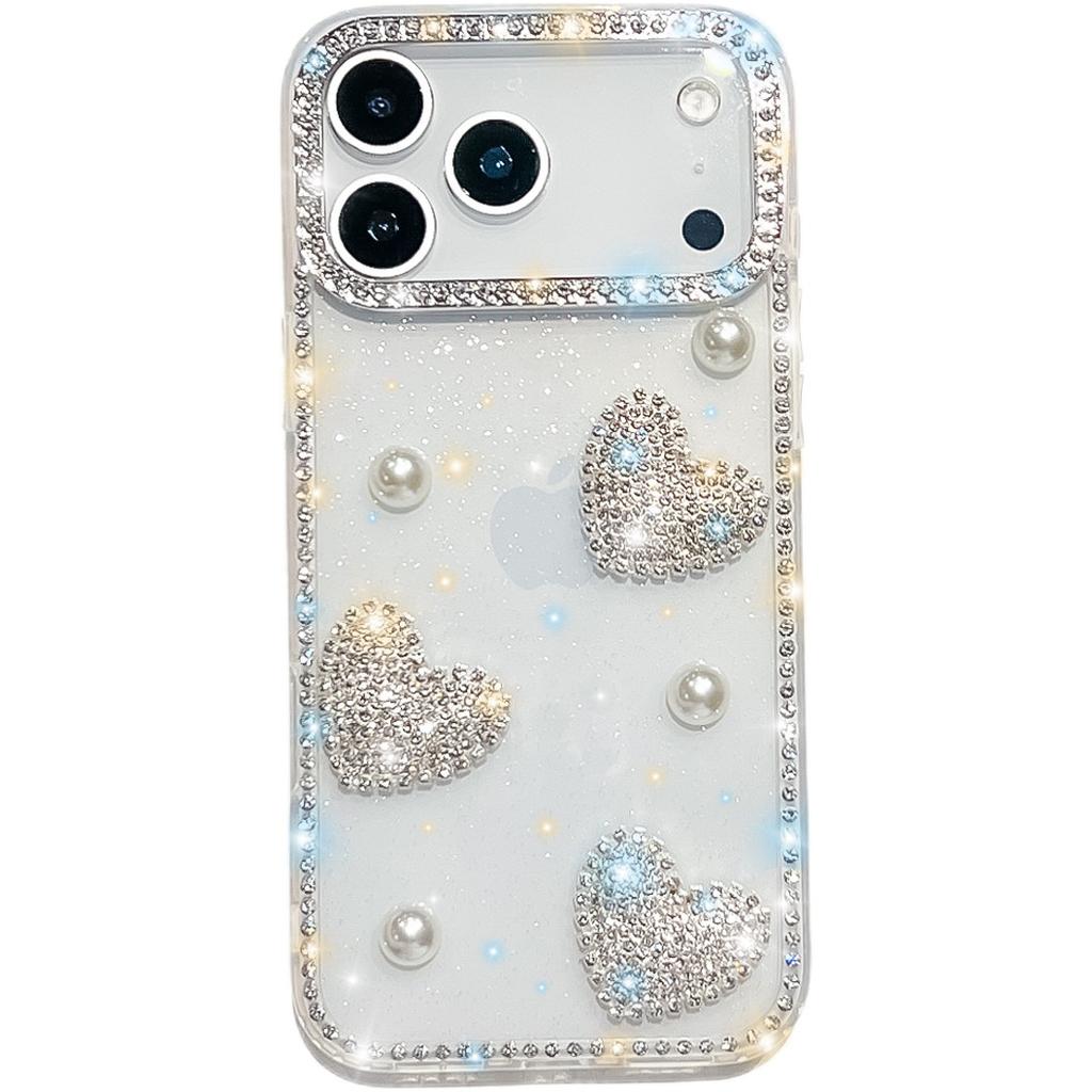 Pearl Love for Apple 17Air Phone Case Glitter Diamond IMD Star for IPhone16promax Luxurious Glitter