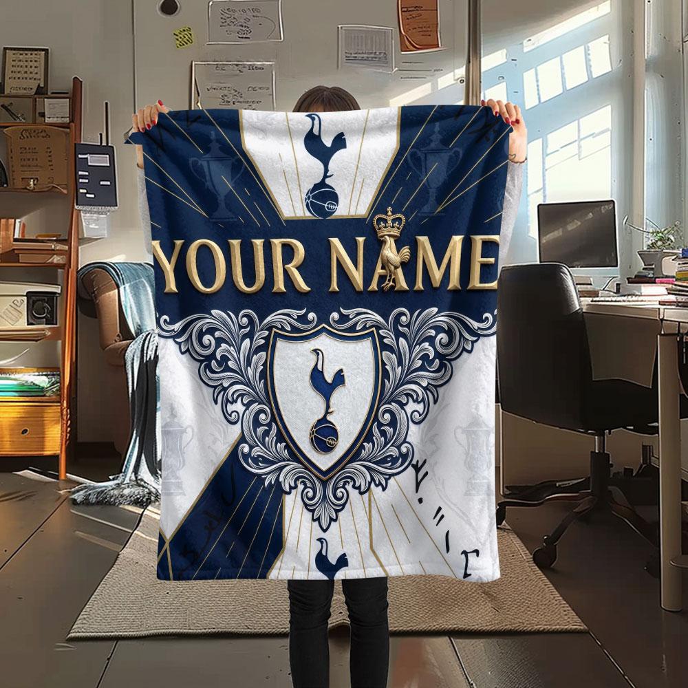 Custom Name,Tottenham Hotspur FC Printed Flannel Blanket, Soft Throw for Bedroom Sofa, Washable, Christmas Present, Great Gift.