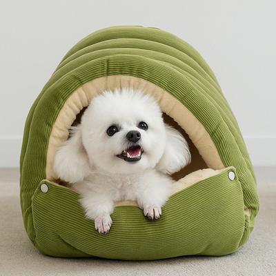 Pet House Bed Non-Slip Base Removable Washable Cover Cave Design Washable Cat Bed with Zipper Indoor Outdoor Portable Nest