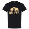 Believe Bigfoot T Shirt Vintage Sasquatch Mountain Forest Retro Graphic Tee