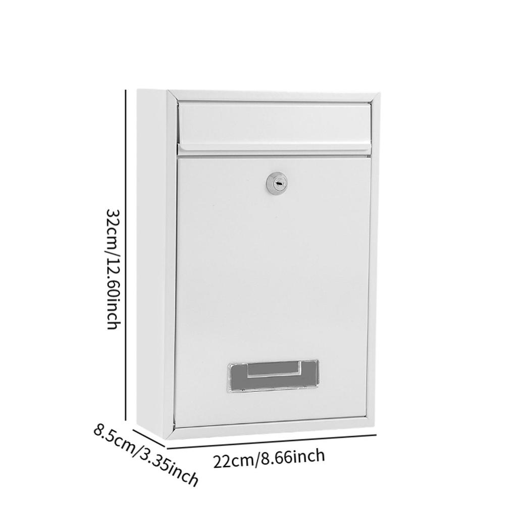 Large Capacity Locking Mailbox, Wall Mount Outdoor Metal Mail Box with 2 Keys, Waterproof Secure Postbox for Home Gate