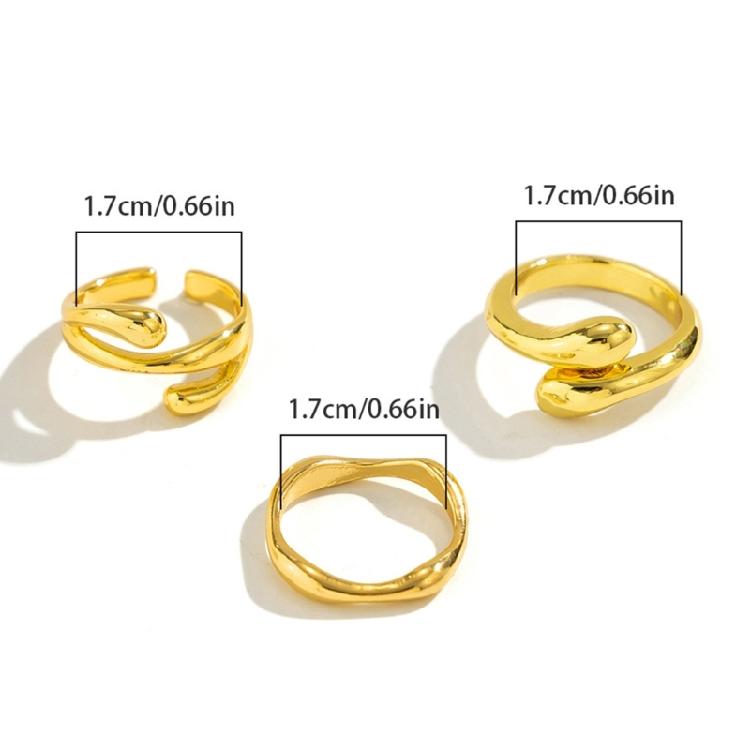 Pack of 3 Irregular Rings Accessory Bendable Rings Jewelry Set for Style Seekers