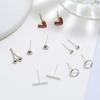 6 Pairs/set Cute Geometric Heart Cute Rhinestone Crystal Stud Earrings Set for Women Creative Round Ball Bar Earring Set Gift