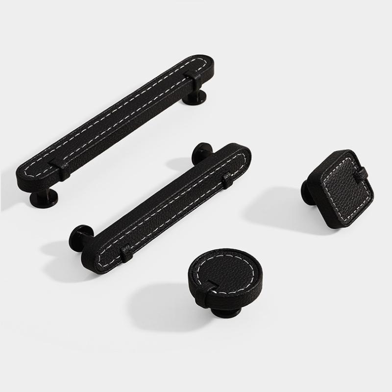 Zinc Alloy Leather Handle Shoe Cabinet Knobs And Handles Kitchen Cupboard Door Pulls Drawer Knobs Furniture Handle Hardware