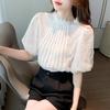 Fashion Summer Short Sleeve White Lace Blouse Shirt Women Tops