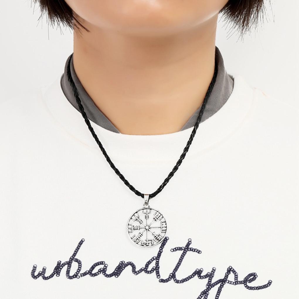 Men Boy Retro Bagua Necklace Eight Diagrams Hollow Out Disk pendant Woven Neck Chain Jewelry