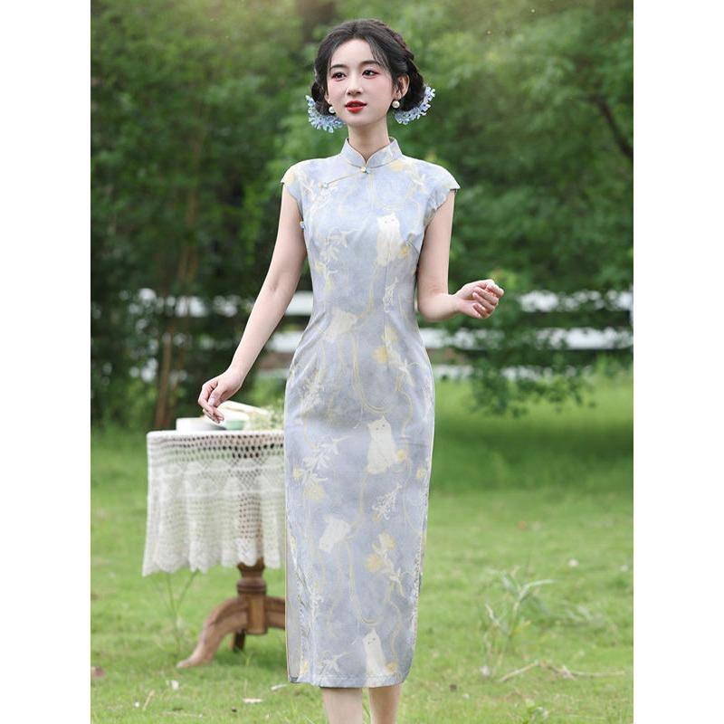 New Chinese-style Improved Cheongsam Women's 1011 New Summer High-end Sense Slim and Thin Daily Temperament Dress Long