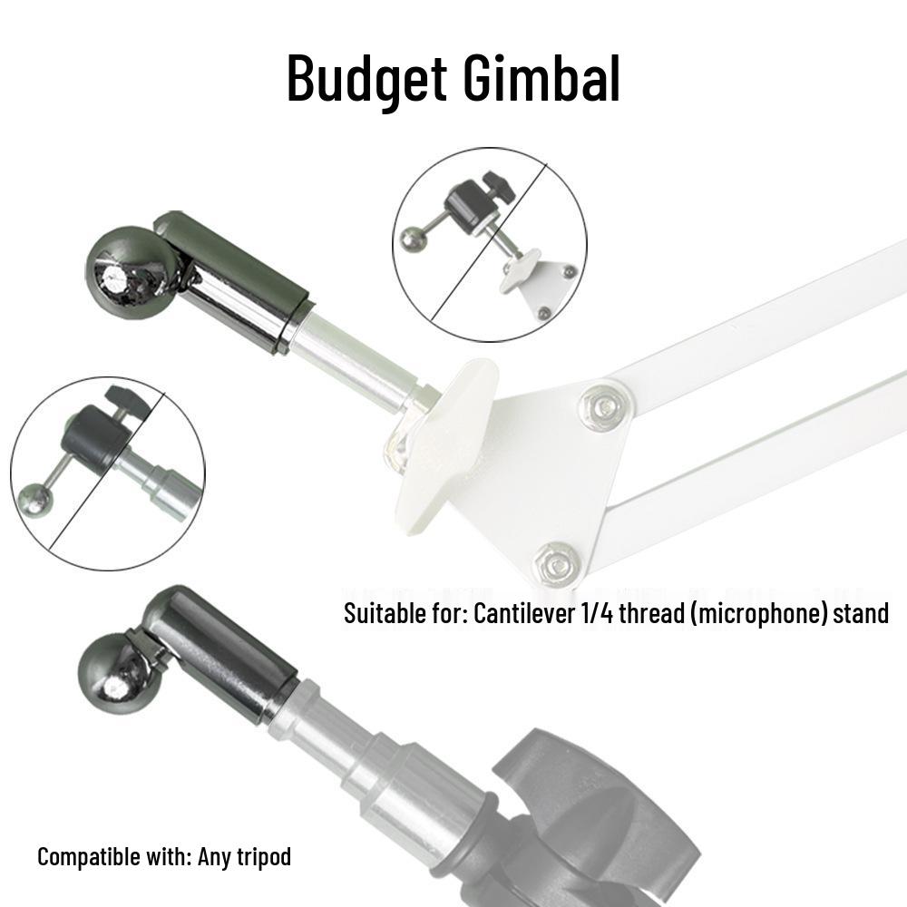 Universal Mobile Mic Boom Arm Stand Adapter: 17mm Ball Head, 1/4-Inch Interface, Tripod Spare Parts