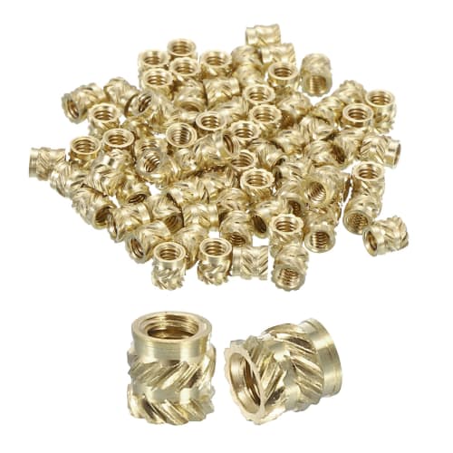 Uxcell Knob Insert Nuts, Pack of 100, M2 X 3mm L X 3mm OD, Brass Nuts for 3D Printing, Female Threaded Inserts, Brass Heat-Set Inserts, Embedded Nuts
