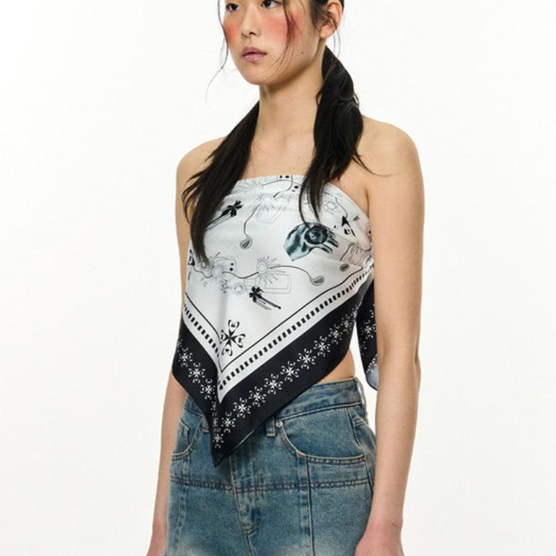 KIMZISU [Re-stock] JOMO Motif Square Scarf _ White