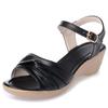 Fashion AIYUQI Sandals Women Wedge 2024 New Soft Leather Women Summer Sandals Mid Heel Middle-aged Large Size Mom Sandals Woman