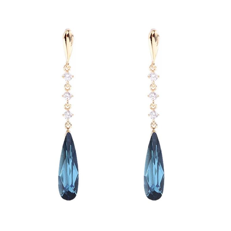 

Elegant Teardrop Blue Crystal Drop Earrings In Copper For Women Summer Party Ear Pendant Jewelry Accessories 1