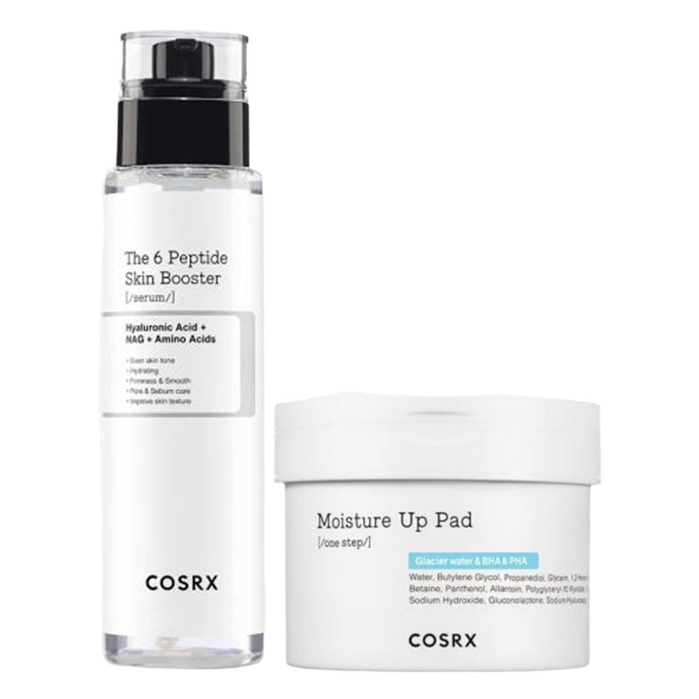 COSRX One Step Pad Exfoliating Care Booster Set (Toner Pads 140ml 70 Sheets + Peptide Serum 150ml)