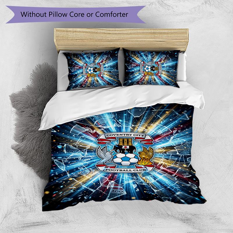 Set Lenzuola Stampato Coventry City Football 3 Pezzi, Comodo Set Copripiumino per Camera da Letto Amico della Pelle