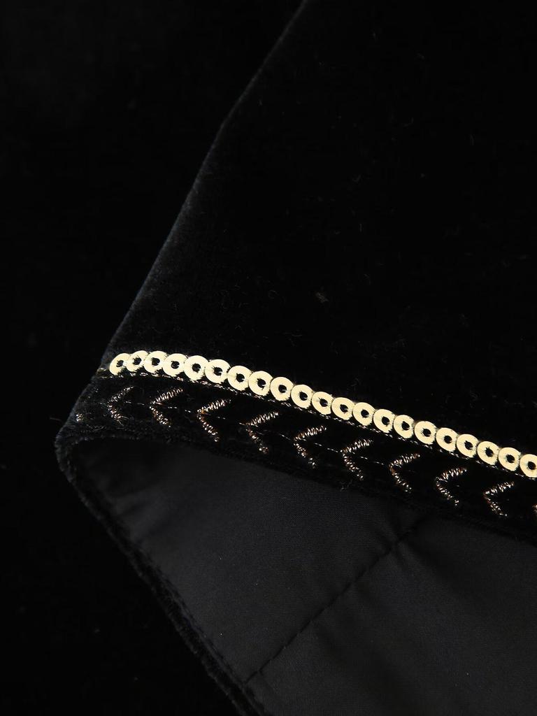 European and American Women's Sequin Embroidered Velvet Cardigan Vest