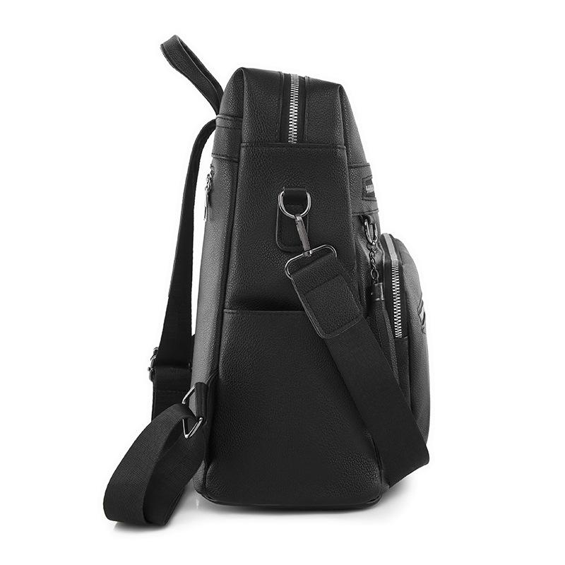 Contrast Color Women Soft Leather Tassel Backpack Simple Outdoor Travel Backpack
