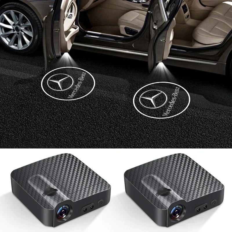 1/2Pcs Car HD Projector Lamp Car Door Wireless Welcome Light LED Decoration for Mercedes Benz W211 W204 W210 W203 CLA GLA