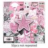 50 Sweet Pink Korean Style Waterproof Stickers for Helmets, Journals & Luggage