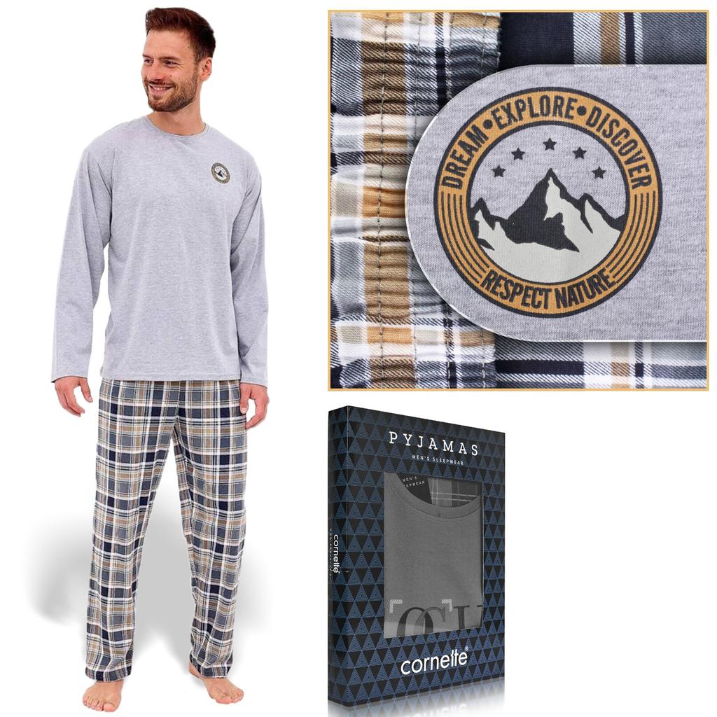 Cornette Men's EXPLORE Cotton Gray Pajamas