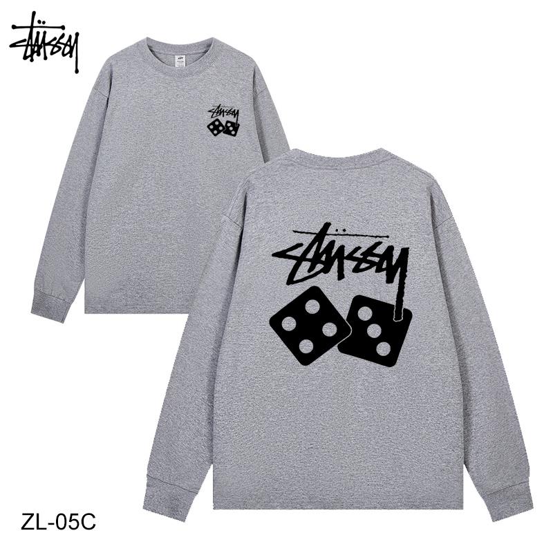 

Stussy 2024 весна и осень новая высококачественная хлопковая футболка с длинными рукавами и принтом на плоской подошве для мужчин и женщин