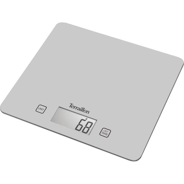 Balance de cuisine électronique - TERRAILLON - T1040 SILVER - Capacité 5Kg - Arrêt automatique