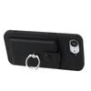 For iPhone 16e Case with Ring Kickstand Drawing Type Card Slots Leather Back Cover