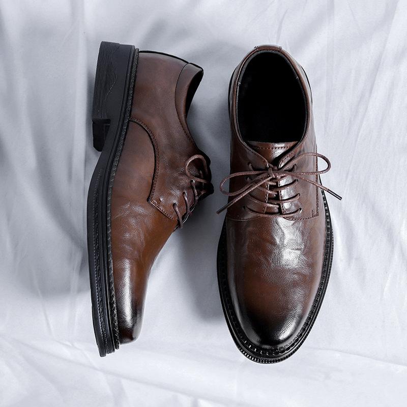 

Шкіряне взуття чоловіче 2024 нове чоловіче ділове плаття британський стиль наречений весільне чоловіче взуття 85333-R 44 світло-коричневого кольору