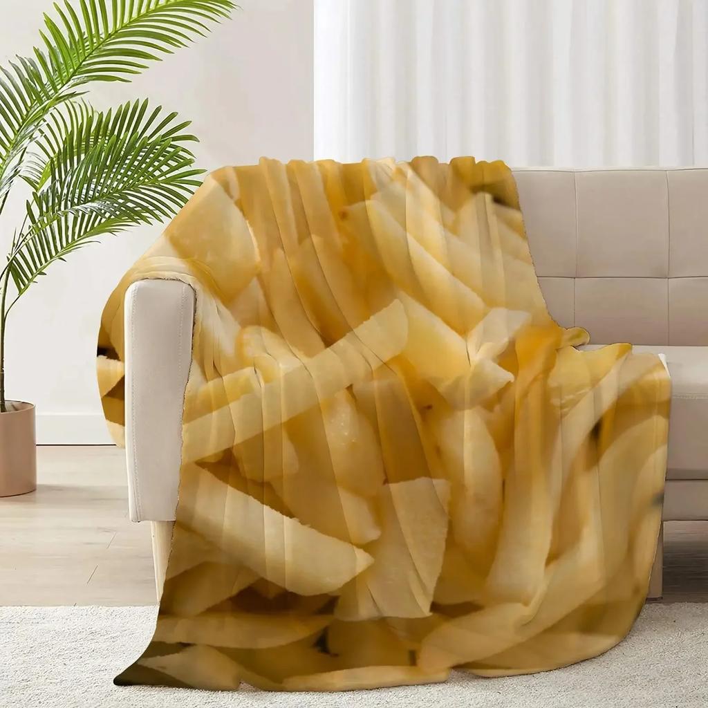 Food Vegetables Meat Pattern Flannel Throw Blanket for Sofa Couch Chair Bed Decor Lightweight Soft Warm Gifts for Teens and Kids