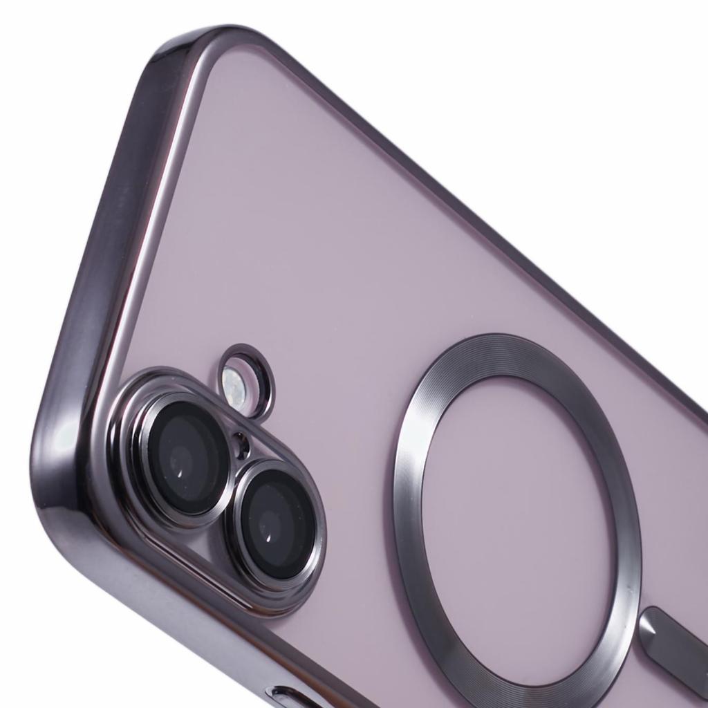 For iPhone 16 Plus Magnetic Case Electroplating TPU Phone Cover with Lens Film