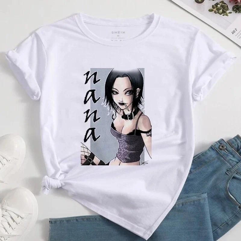 Nana Japanese Anime Summer Short Top T-shirt Women's Heart Pattern Anime T-shirt White Short Sleeve Casual Harajuku T-shirt Top