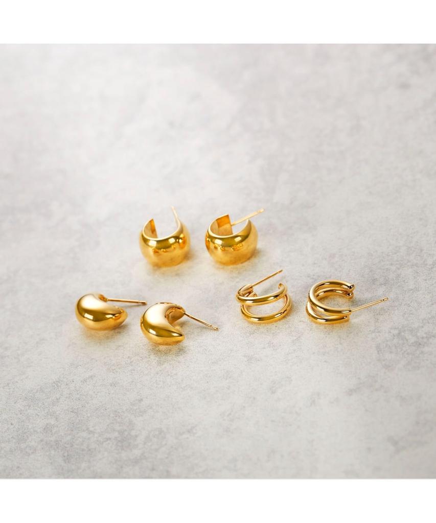 K10 Hollow Flat Shell Hoop Stud Earrings Yellow Gold 00 [Kokoshnik] (100)