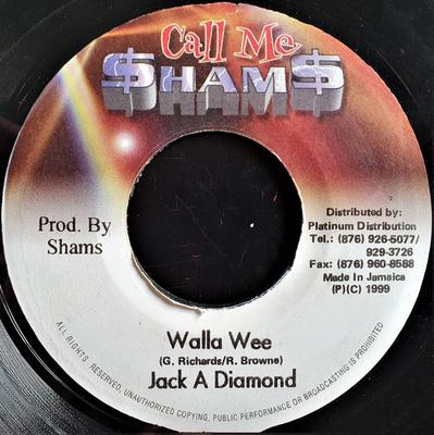 7inch Record JACK-A-DIAMOND - Walla Wee NONE Call Me $ham$ Jamaica Reggae, Ska & Dub Used