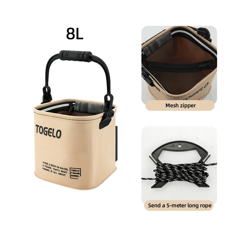

Collapsible Handheld Fishing Bucket for Wild Fishing Live Fish Storage Pail with Fish Guard Outdoor Fishing Container Dropshipin