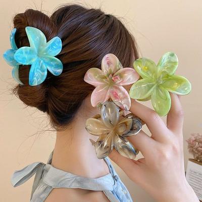 Frangipani Fresh and Sweet Egg Flower Back of Head Disc Hair Shark Clip Hair Ornament Claw Hair Clips for Women