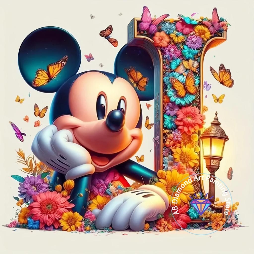 Mickey Mouse Minnie Letter Diamond Painting Kit 5D DIY Diamond Embroidery Cross Embroidery Handmade Art Gift Home Decoration