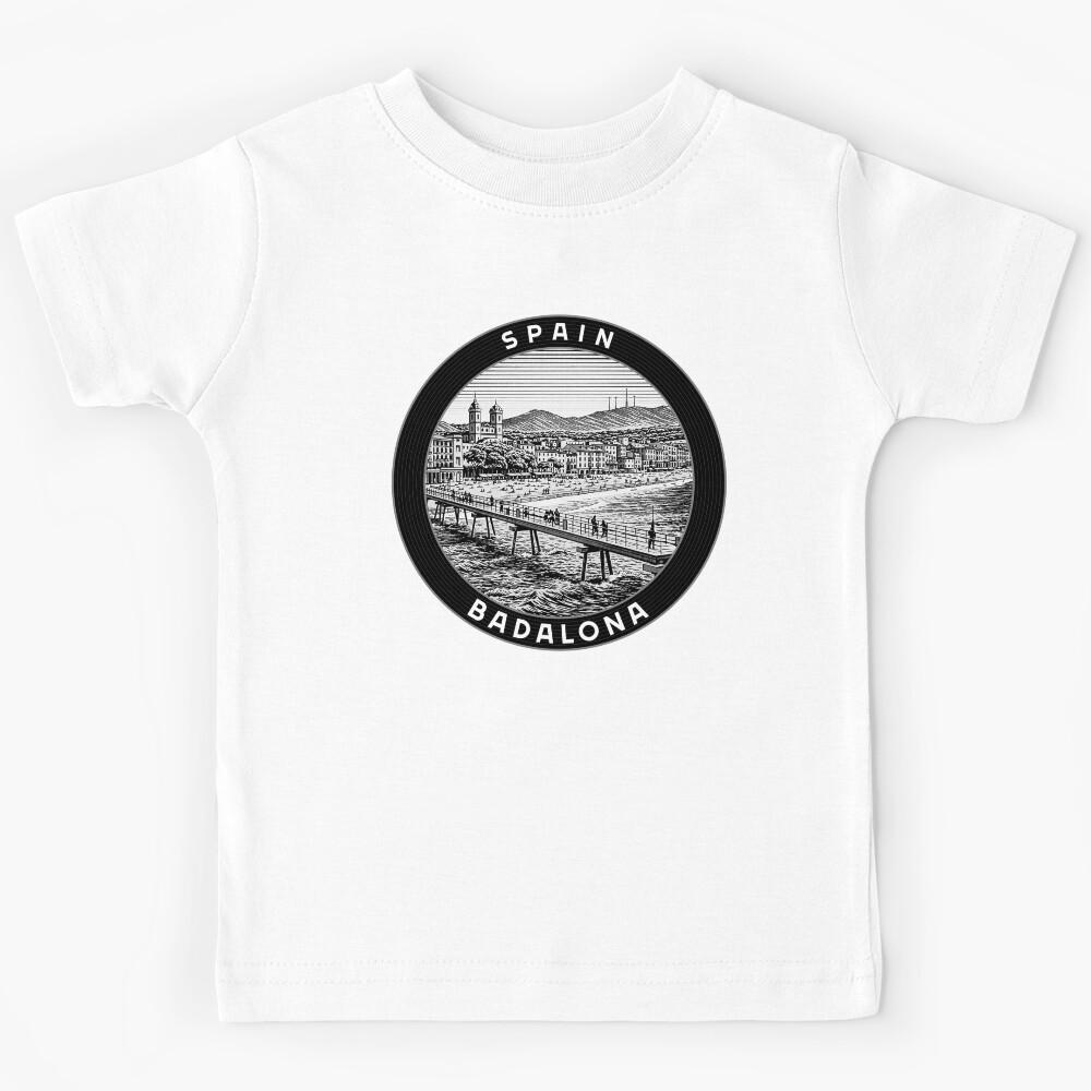 Badalona Spain Linocut Style Kids T-Shirt 130