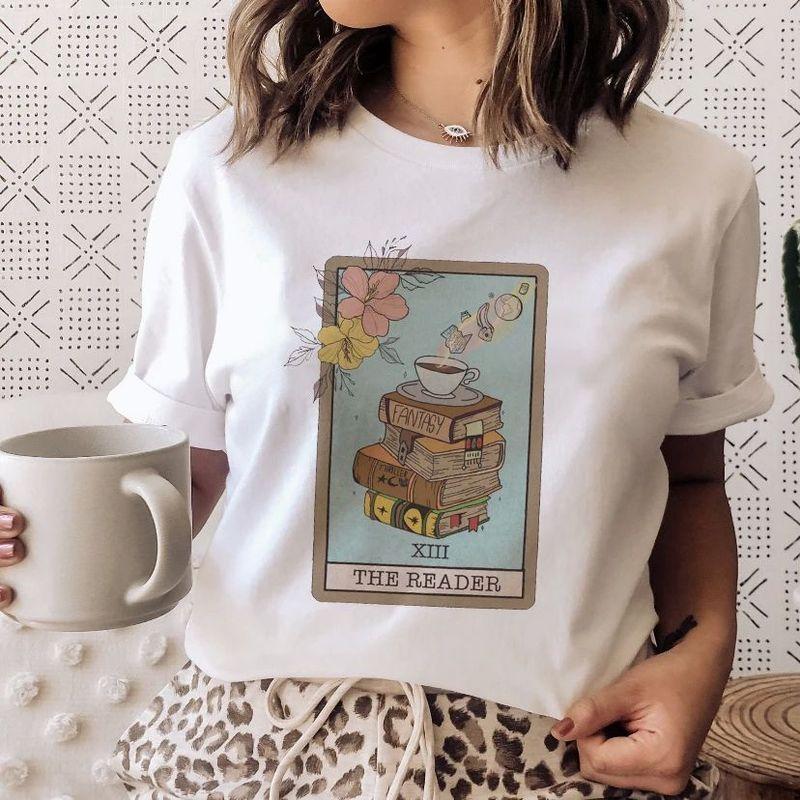 3D Book Printed Short Sleeve T-shirt 3D Book Print Round Neck Short Sleeve T-shirt