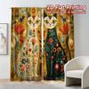 Flat Printing Jit Curtains Without Rod Floral Feline Duo Popular Window Treatment Semi Sheer Set Of 2 Made Polyester