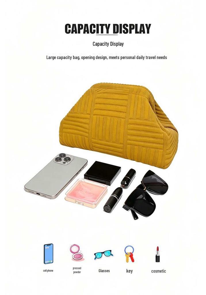 Knitted Cloud Clutch: Popular Woven Textured Makeup Bag
