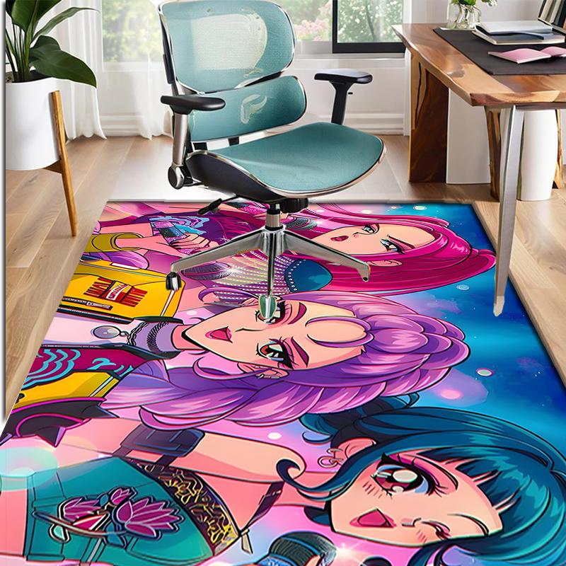 KPop Demon Hunters Pattern Rug, Indoor/Outdoor Mat, for Picnic, Gameroom, Bedroom, Office, Living Room, Home Decor Carpet, Birthday Gift