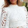 Lace Design Women Blouse Hollow Out Long Sleeve Elegant Top Casual