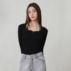 Square Neck Lace Trimming Knit Top  Es2okl04 