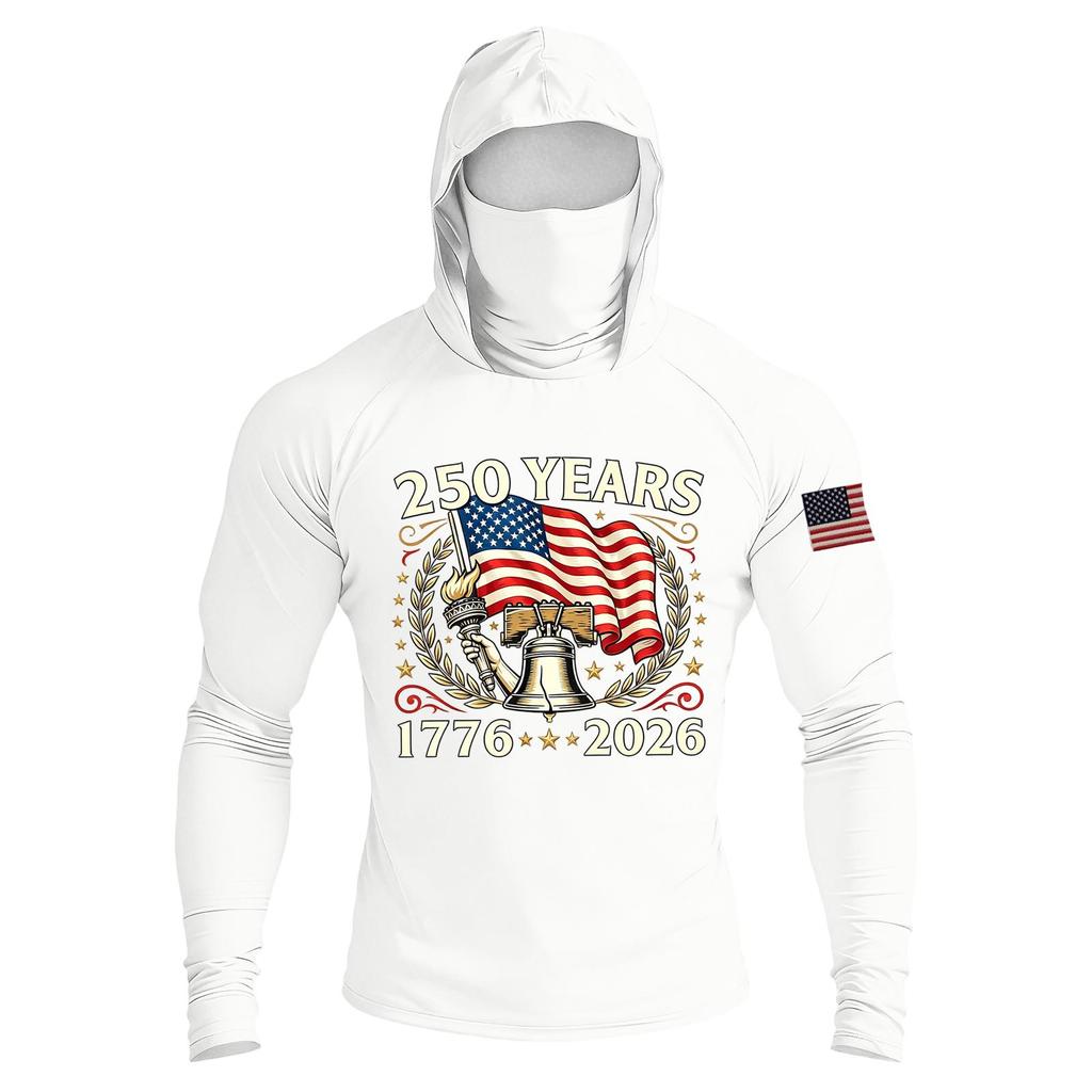 Men's Casual Raglan Sleeve Hooded Long Sleeve Sun Protection Shirt Lightweight Breathable Outdoor Sports Top with Face Cover and Thumb Holes