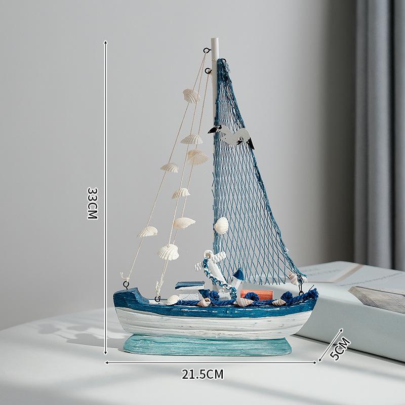 Porzellan Segelschiff Modell im mediterranen Stil - Kreative Holz Heimdeko Ornamente