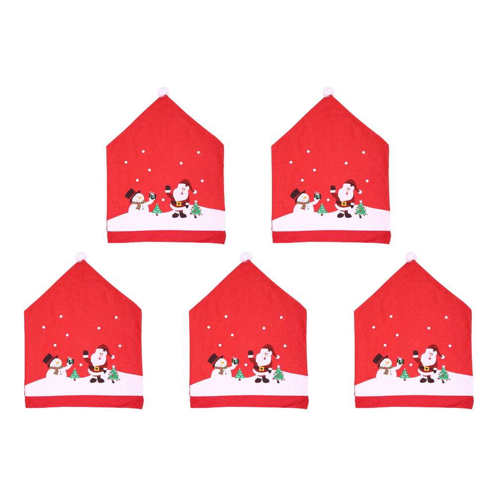 1-5Pcs Christmas Chair Cover Red Non-woven Chair Cover Christmas Table Decoration Dining Chair Cover Xmas Party Party Supplies