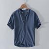 Spring and Summer Men's Cotton and Linen Wrinkled Linen Short-sleeved Shirt